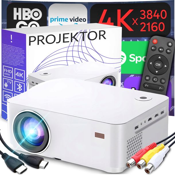 PROJEKTOR RZUTNIK SMART TV WIFI FULL HD 4K 9000lm LCD LED BLUETOOTH ANDROID