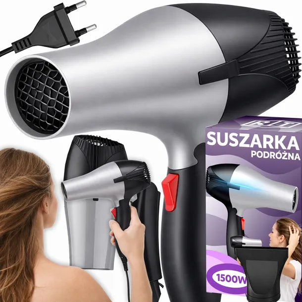 SUSZARKA DO WŁOSÓW TURYSTYCZNA SKŁADANA PODRÓŻNA KONCENTRATOR 1500W MOCNA