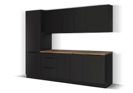 meble-do-kuchni-siera-5-czarne-260cm-z-blatem-szafki-stojace-wiszace-komin