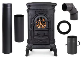 zdobiony-kominek-wolnostojacy-ingrid-piec-koza-9kw-zeliwny-zestaw-rur