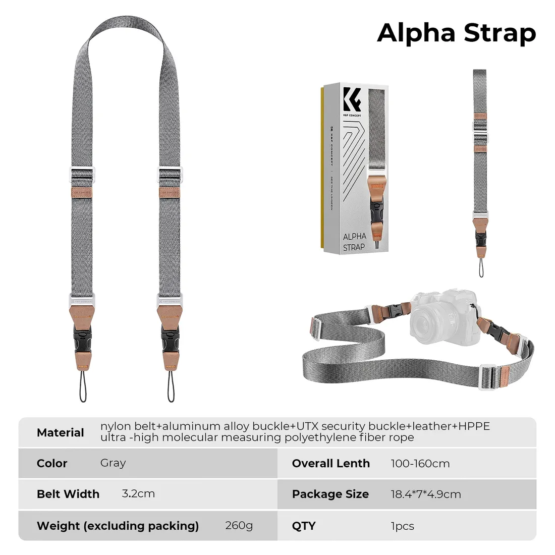pasek-do-aparatu-kandf-concept-alpha-strap-szary