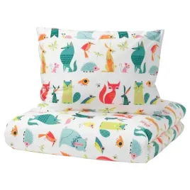 komplet-poscieli-ikea-150x200cm-poszewka-50x60cm-kolorowa-zwierzatka-lattjo