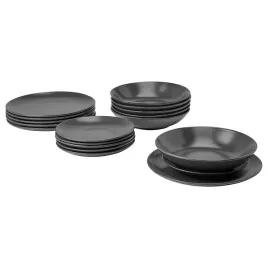 ikea-fargklar-serwis-obiadowy-komplet-talerzy-matowy-ciemnoszary-18-szt