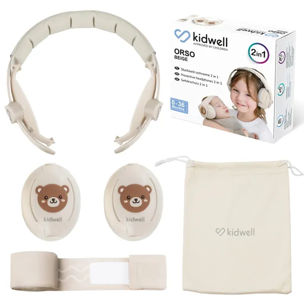 Kidwell ORSO 2w1 Słuchawki wygłuszające ochronne dla dzieci lekkie BEIGE