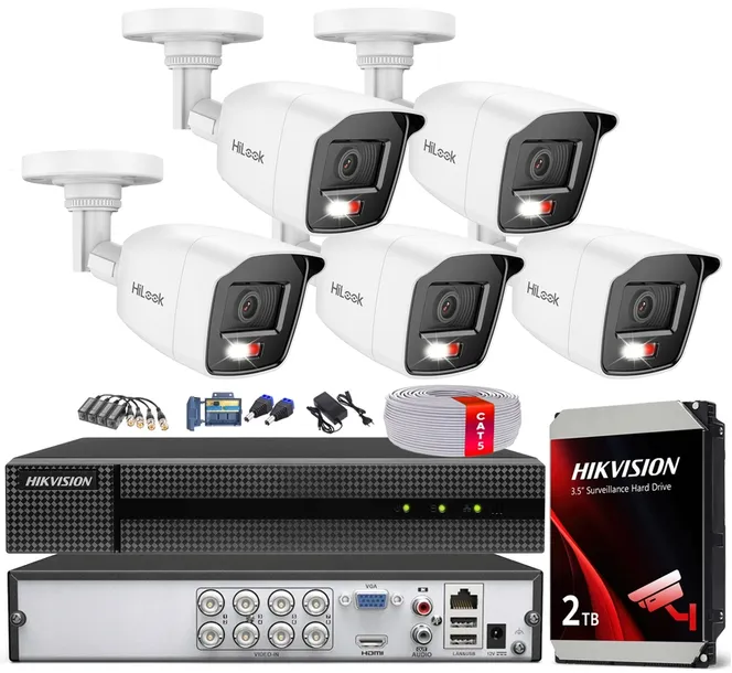 Zestaw do Monitoringu 5 Kamer 5MPx Hikvision HiLook Zewnętrzny na skrętkę