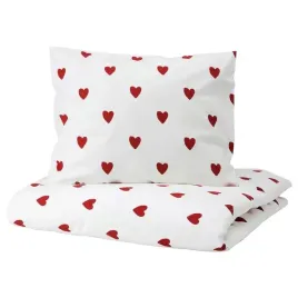 ikea-barndrom-komplet-poscieli-150x200-50x60-cm-bialy-czerwone-serca