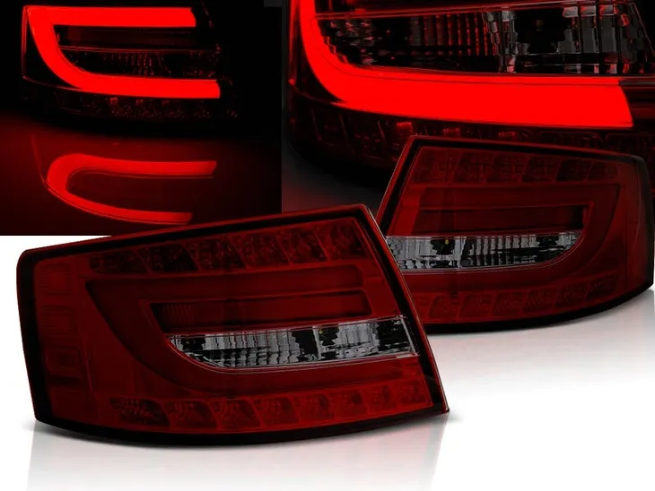 LAMPY AUDI A6 C6 4F SEDAN 04-08R LED BAR 7PIN R-B SUPER EFEKT!!