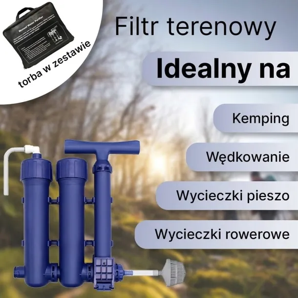 Filtr do wody terenowy, awaryjny ręczna pompka Amii RL-W20 PP/UF 3 stopnie