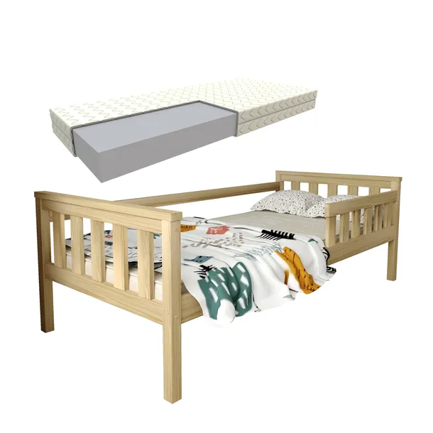 ŁÓŻKO DZIECIĘCE Z MATERACEM FRANIO 90X200 SOSNA+ STELAŻ MATERAC SOLIDNE
