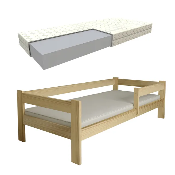 ŁÓŻKO DZIECIĘCE ALA 80x160 SOSNA + MATERAC + STELAŻ GRATIS DREWNIANE