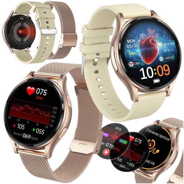 SMARTWATCH DAMSKI AMOLED PROVENTUS KARDIOWATCH EKG HRV CIŚNIENIE ROZMOWYPL