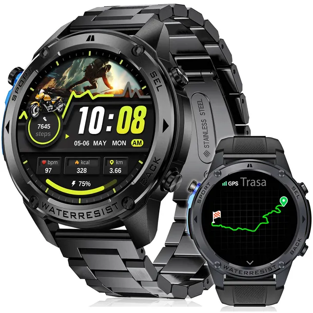 ZEGAREK MĘSKI Z GPS SMARTWATCH PROVENTUS MENU PL WODOODPORNY SPORT ROZMOWY