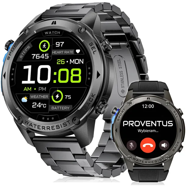 ZEGAREK SMARTWATCH MĘSKI GPS ROZMOWY WODOODPORNY 5ATM AMOLED MENU PL
