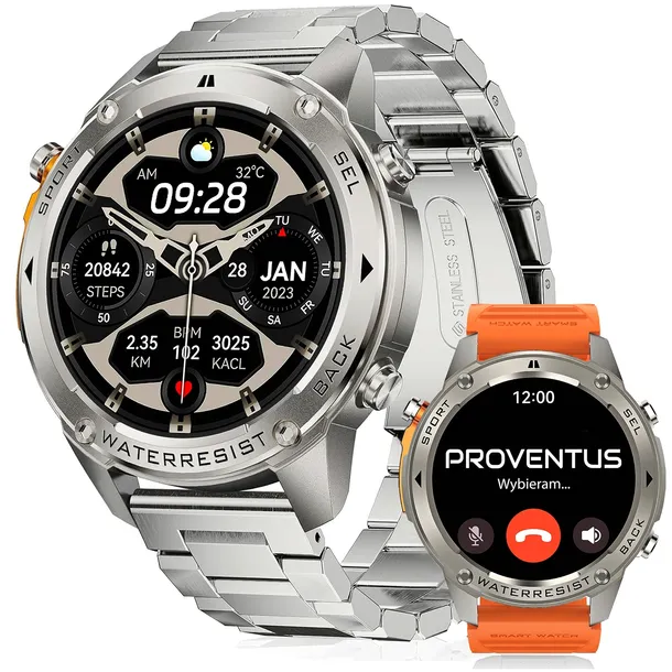 ZEGAREK SMARTWATCH MĘSKI GPS ROZMOWY WODOODPORNY 5ATM AMOLED MENU PL