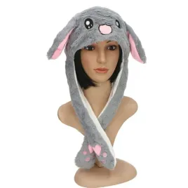 czapka-krolik-ruchome-uszy-stroj-szara-wielkanoc