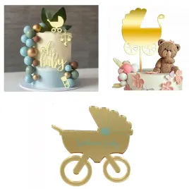 topper-na-tort-babeczki-wozek-zlote-5szt-baby-shower