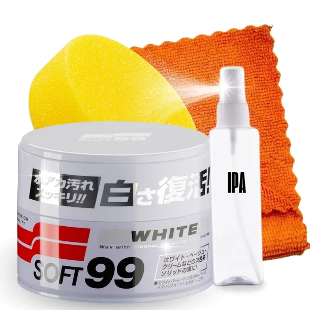 SOFT99 White Wax 350g Wosk do jasnych lakierów ZESTAW