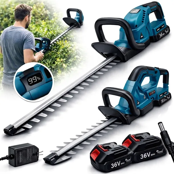 NOŻYCE do Cięcia ŻYWOPŁOTU Nożyce AKUMULATOROWE 51cm 2x AKU 36V 2Ah ZESTAW