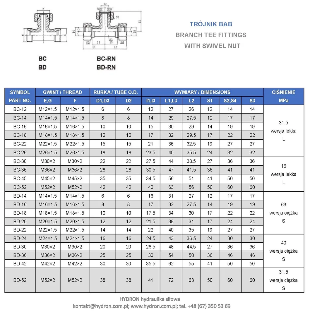 trojnik-bab-m14x15-8l-stan-nowy