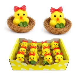 dekoracja-wielkanocna-kurczaczki-w-gniazdku-z-kokarda-wielkanoc-mix-12-szt
