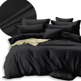 komplet-poscieli-200x220-2x-poszewki-70x80-dwustronna-gladka-miekka-czarna