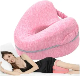 poduszka-do-spania-na-kolana-miedzy-ortopedyczna-klin-kregoslup-nogi-rozowa