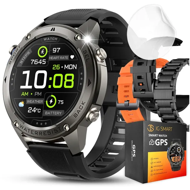 ZEGAREK SMARTWATCH MĘSKI WODOODPORNY ROZMOWY MENU PL GPS AMOLED SMART WATCH