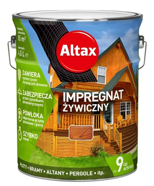 Altax Impregnat Żywiczny do Drewna Tik 4,5L Ochrona Drewna na Lata