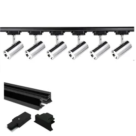 6-x-projektor-led-chrom-1-fazowy-na-zarowke-gu10-szyna-2-metry-gabinet