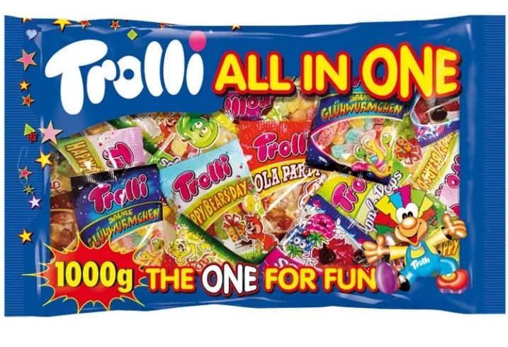 Żelki Trolli All In One MIX 42 Sztuki Saszetki z Żelkami 1kg