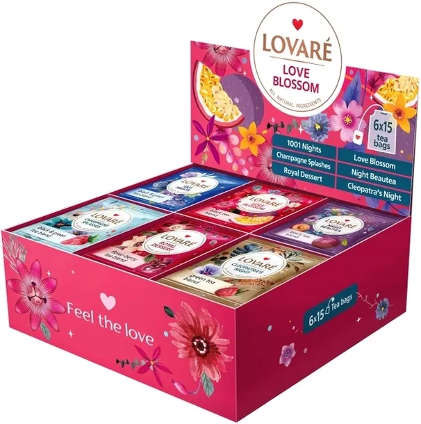 Zestaw Herbat LOVARE Kolekcja "Love Blossom" 6 smaków 90szt
