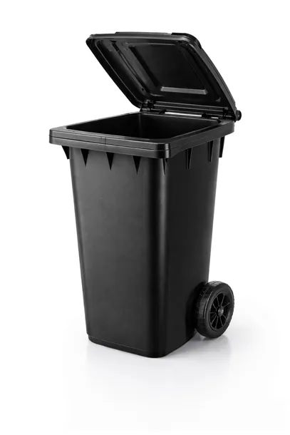 KARSAI Kosz na śmieci 240L czarny z klapą i kółkami odporny na uv/mróz