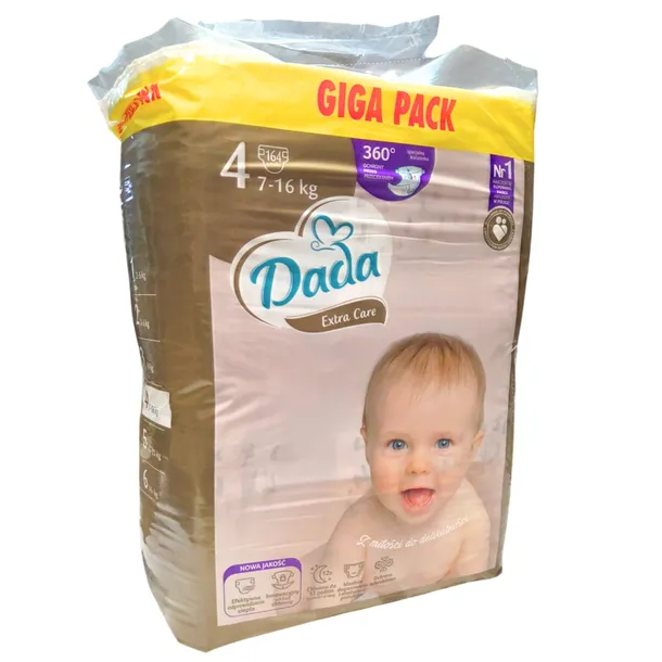 Dada pieluchy jednorazowe Extra Care 4 maxi 7-16 kg 164 sztuki GIGA PACK