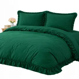 posciel-160x200-zielona-z-falbanka-2x70x80-komplet-3cz-ekskluzywna-premium