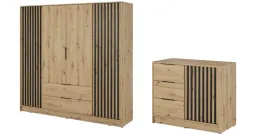 nowoczesny-zestaw-szafa-4d-komoda-2d-lamele-szara-dab-artisan-grafit