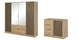 nowoczesny-zestaw-szafa-4d-komoda-2d-lamele-szara-dab-artisan-grafit