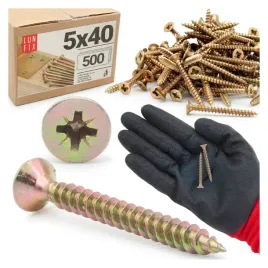 Zdjęcie produktu Wkręty hartowane do drewna 5x40mm łeb stożkowy ocynkowane 500 szt.