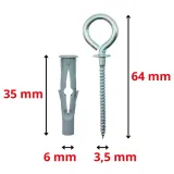 kolki-uniwersalne-z-hakiem-oczkowym-sufitowym-6x64-wkret-met-klimas-50-szt-stan-nowy