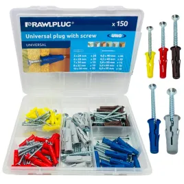 kolki-rozporowe-uniwersalne-rawlplug-zestaw-uno-567810-wkrety-150-szt