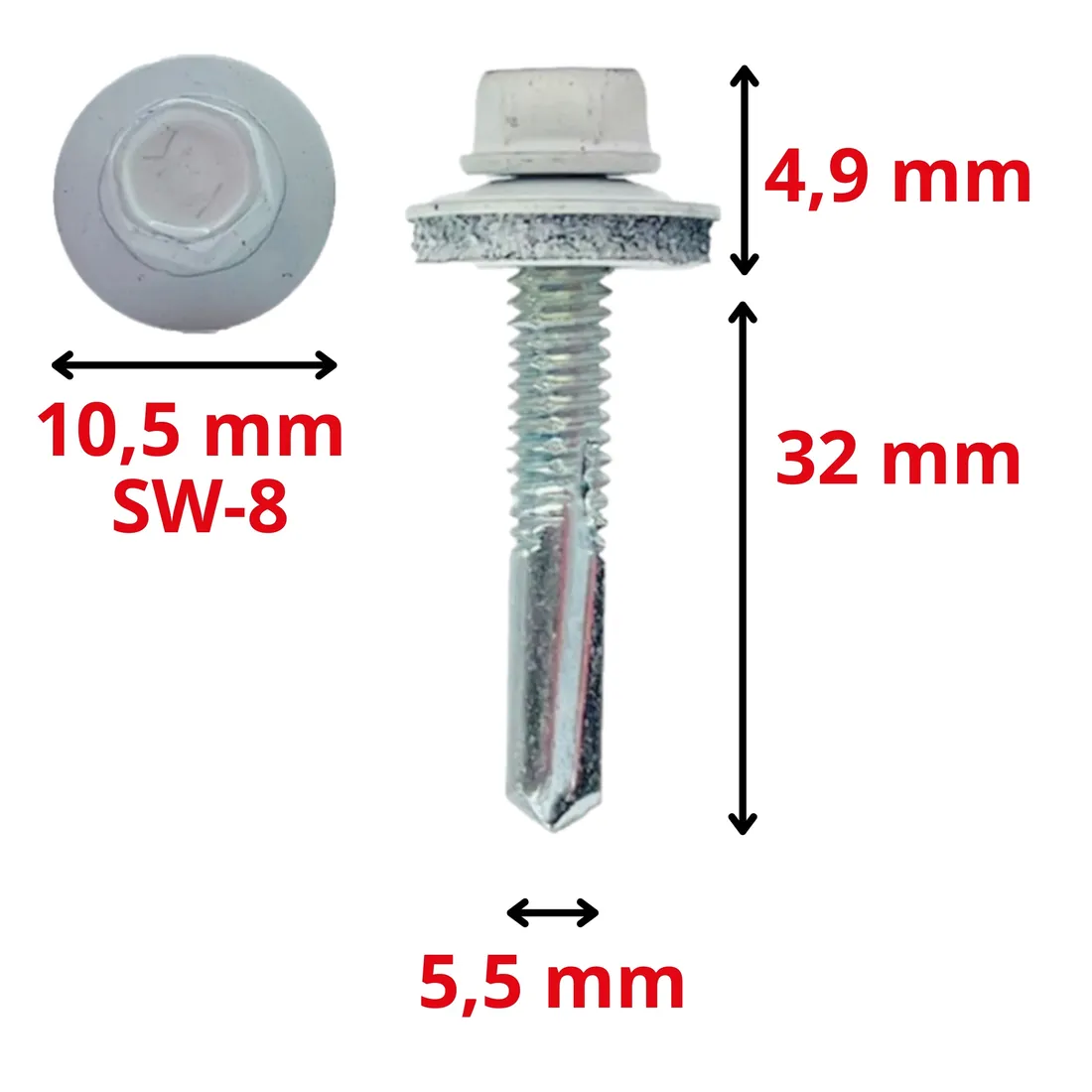 wkrety-samowiercace-do-metalu-ral-9003-bialy-55x32-farmery-na-klucz-250szt-stan-nowy