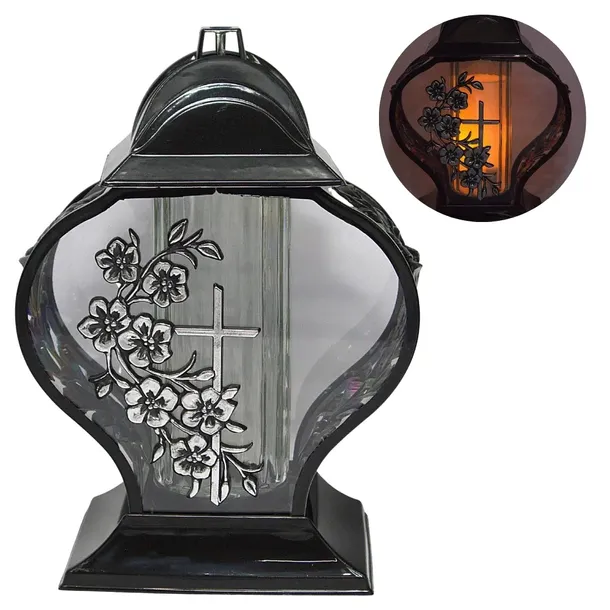 Znicz Krzyż kwiatek srebro LG72