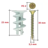 kolki-driva-do-plyt-karton-gips-gk-regips-8x23-mm-slimakowy-z-wkretem-50szt-stan-nowy