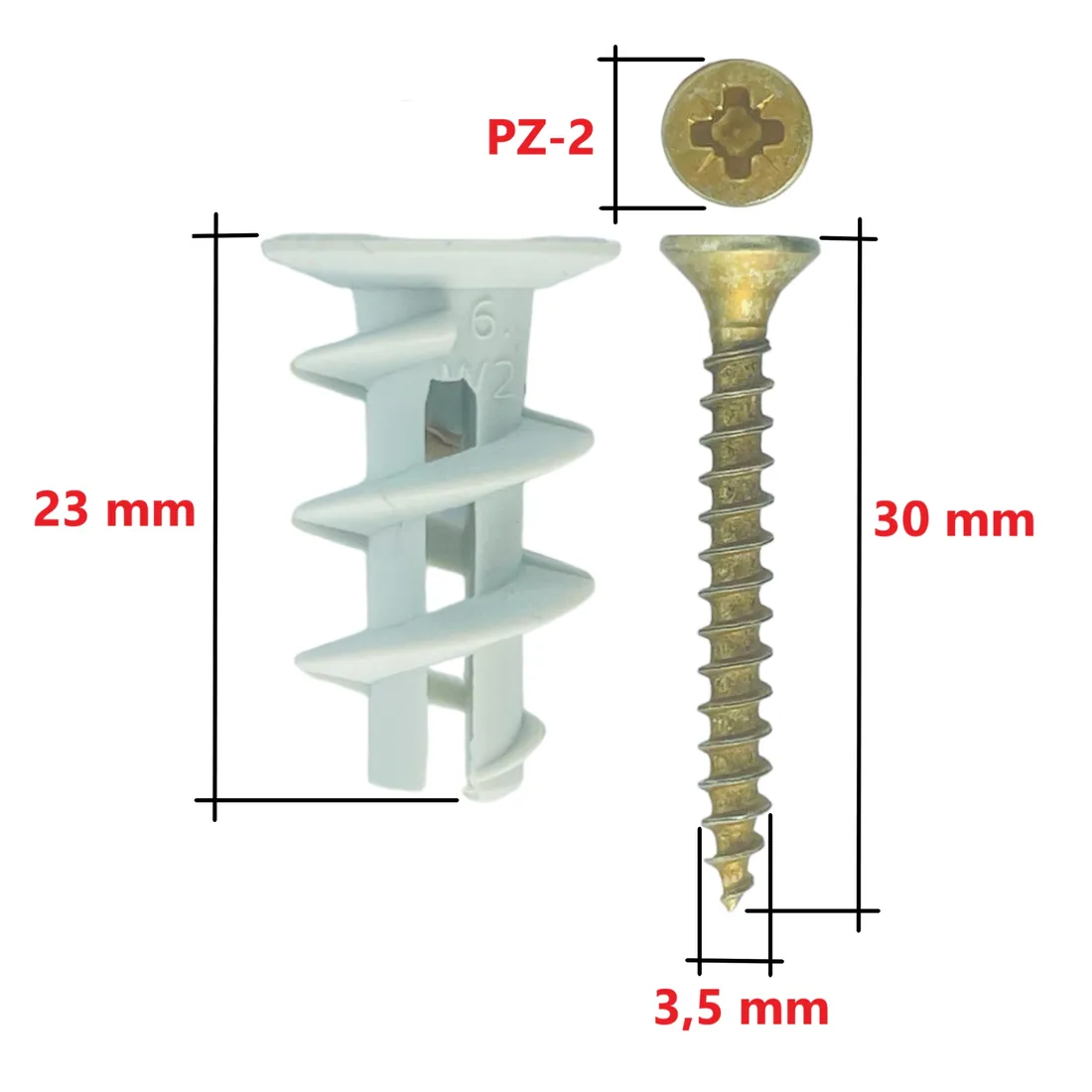 kolki-driva-do-plyt-karton-gips-gk-regips-8x23-mm-slimakowy-z-wkretem-50szt-stan-nowy