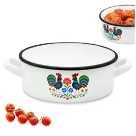 rondel-tradycyjny-emaliowany-20-cm-z-uchwytami-stalowy-bialy-folk-25-l
