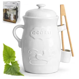 beczka-kamionkowa-do-kiszenia-3-5l-bialy-pojemnik-na-ogorki-ze-szczypcami