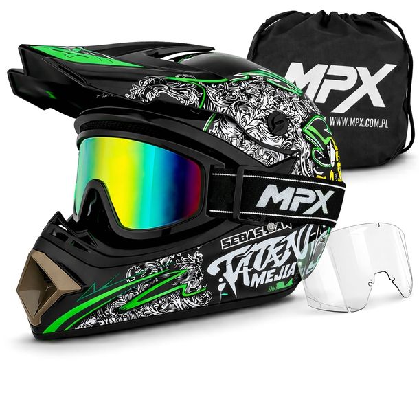 Kask Cross S Gogle Quad ATV Enduro Hulajnoga Elektryczna Rower BMX MTB