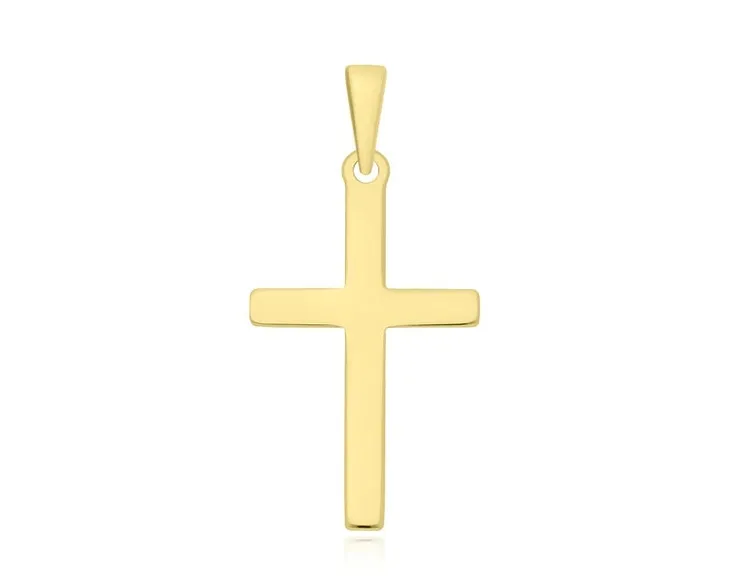 Złoty Krzyżyk 585 Gładki + Grawer Na Komunie Na Chrzest 14k