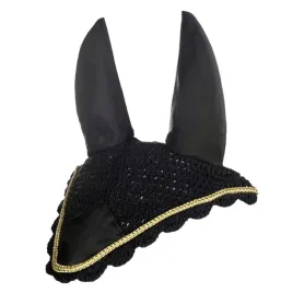 nauszniki-dla-konia-hkm-earbonnet-czarne-zlote-pony