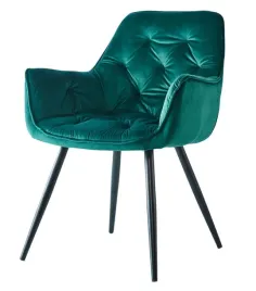 krzeslo-tapicerowane-kubelkowe-hf-058-velvet-zielone-na-czarnych-nogach