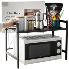polka-kuchenna-stojak-pod-mikrofalowke-organizer-czarny-2poziomy-regal-loft